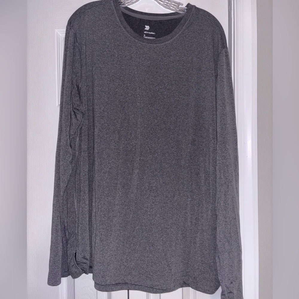 All in Motion XL Charcoal Gray Quick Dry Wicking Long Sleeve Tee Shirt